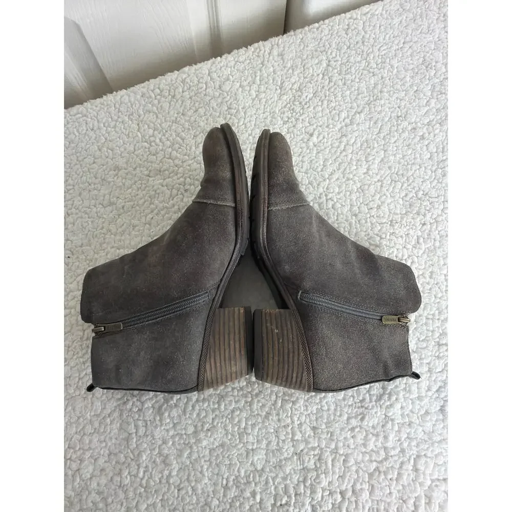 Pikolinos‎ Womens Grey Suede Booties Size 40 9.5 Baqueira Block Heel Tassel